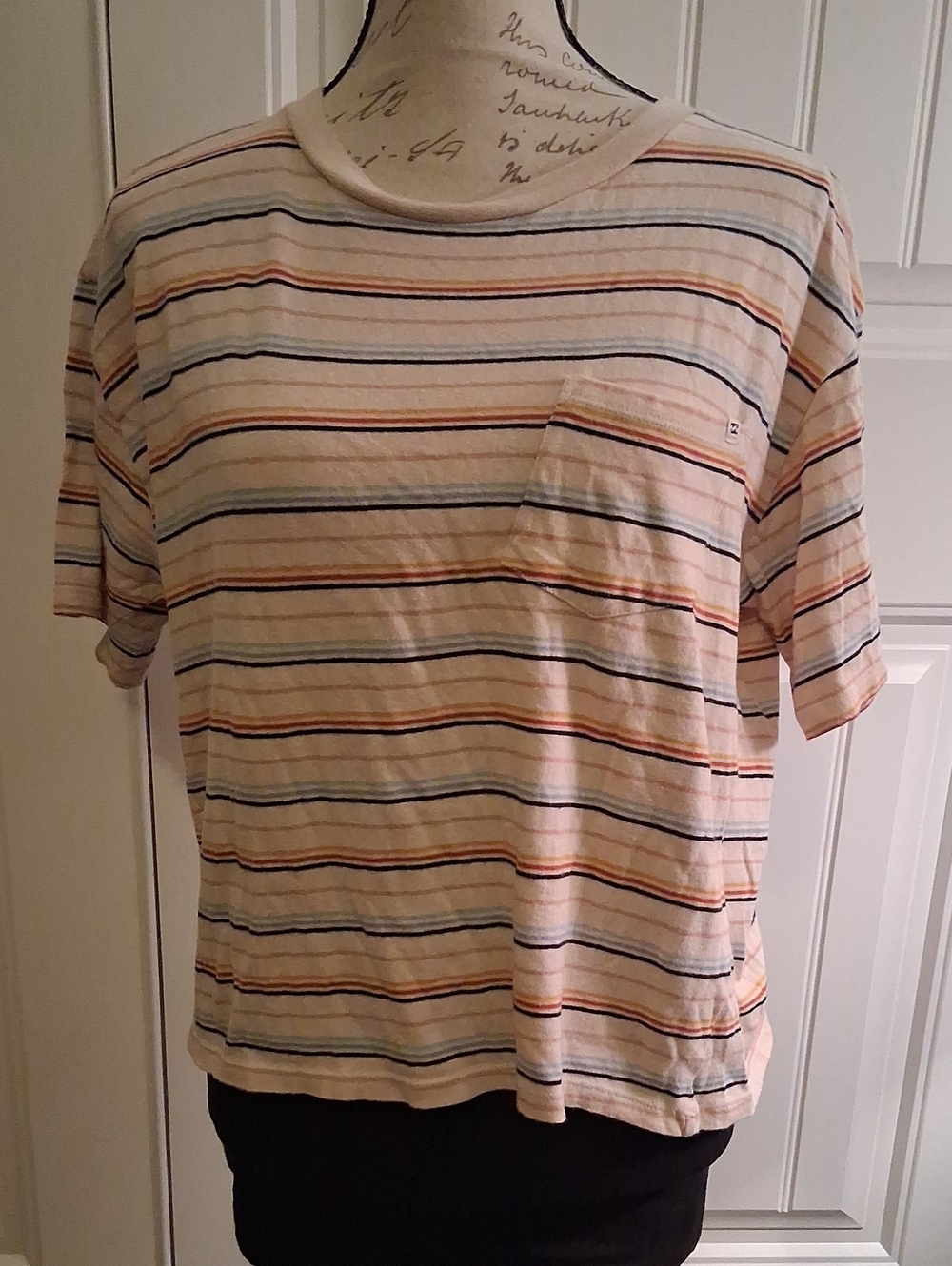 Billabong Cream Tee with Subtle Multicolor Stripes